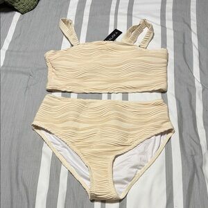 Elegant Cream Textured Bikini Set